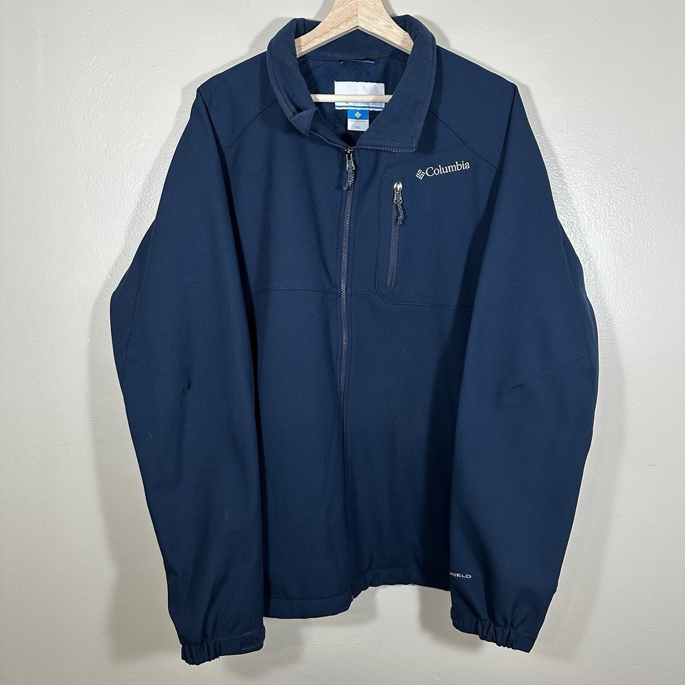 Columbia Men's XXL Softshell Jacket Navy Blue Omni-Shield Full Zip Outdoor